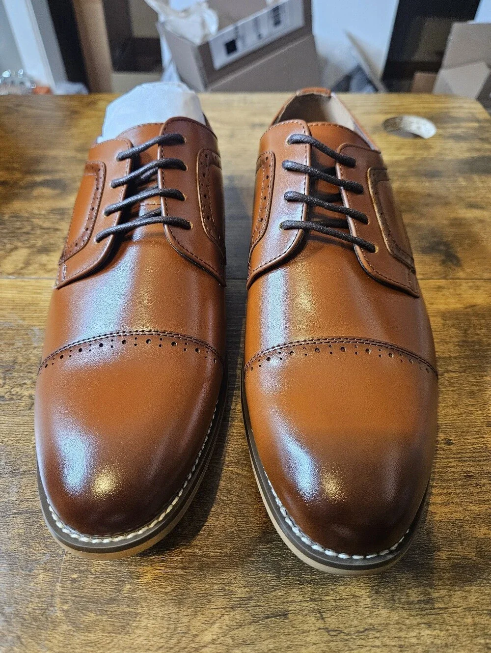 Stacy Adams Boy's Size 6.5 M Cap-Toe Lace-up Oxford Brown Dress Shoes NEW In Box